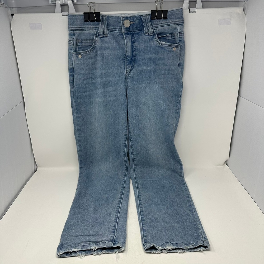 Democracy Jeans Women 2 Blue Ab Technology Straight Leg Raw Hem Stretch Denim